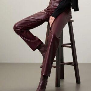 Good American Red Faux Leather Pants 2 EUC